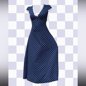 Elegant Navy Polka Dot Dress
